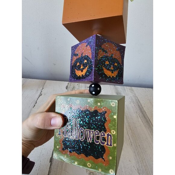 Jo-ann pumpkin block owl Halloween decor large unique shabby chic‎ - Picture 7 of 7